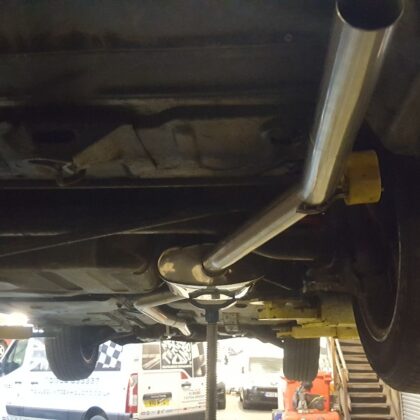 Ford Fiesta Mk2 XR2 CVH T304 Stainless exhaust with Factory 2" outlet ford fiesta mk2 xr2 cvh t304 stainless exhaust with factory 2" outlet close-up
