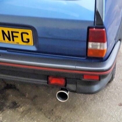 Ford Fiesta Mk2 XR2 CVH T304 Stainless exhaust with Factory 2" outlet ford fiesta mk2 xr2 cvh t304 stainless exhaust with factory 2" outlet close-up